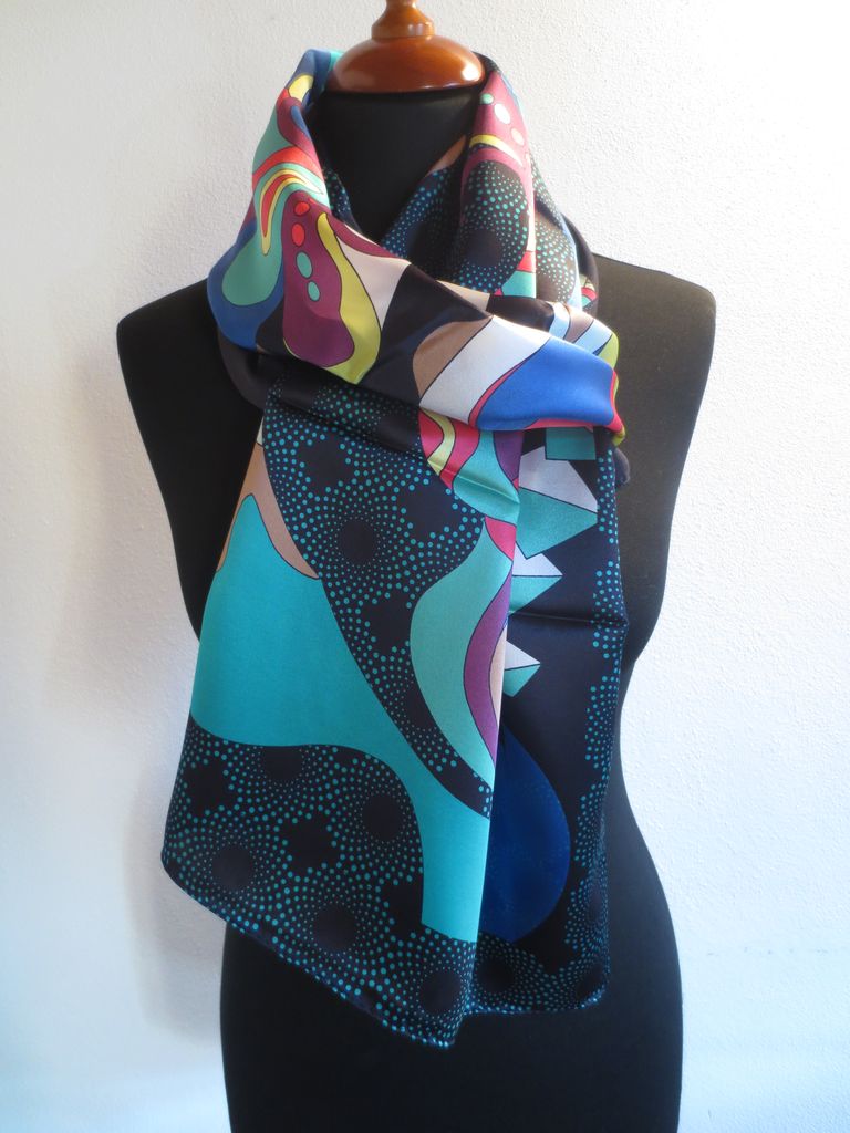 Pure silk long scarf 46892ls - Azalea Bellagio - Silk of Como